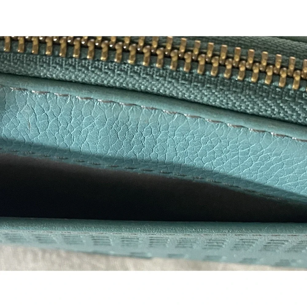 Fossil Womens Zip Around Wallet Teal Green‎ Leather